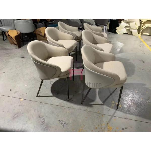 Black Metal Frame Restaurant Dining Chair Leather / Fabric Upholstered Durable