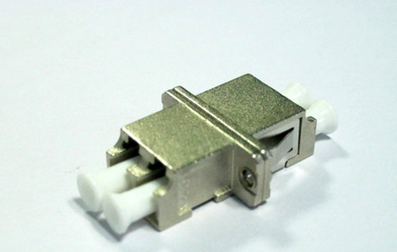 Fiber optic adapter LC duplex  Metal housing adapter with flange two pieces zinc alloy