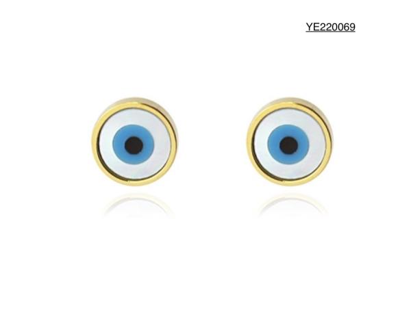 Evil Eye Stainless Steel Gold Earrings Niche Luxury Fashion Blue Eye Earrings