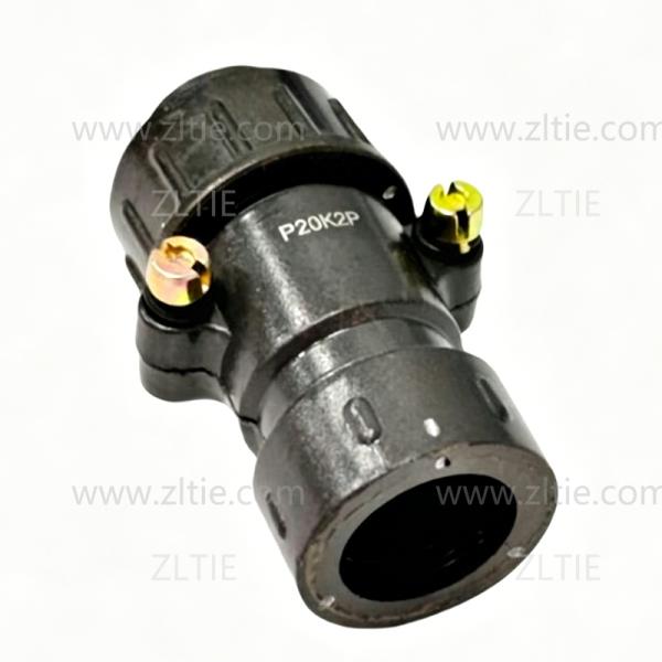 P20 Series 2-Pin Straight Female Cable Plug With Shielded Tail Attachment