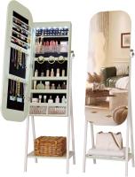 Rectangle Jewelry Armoire Mirror Lockable Full Length Mirror With Storage