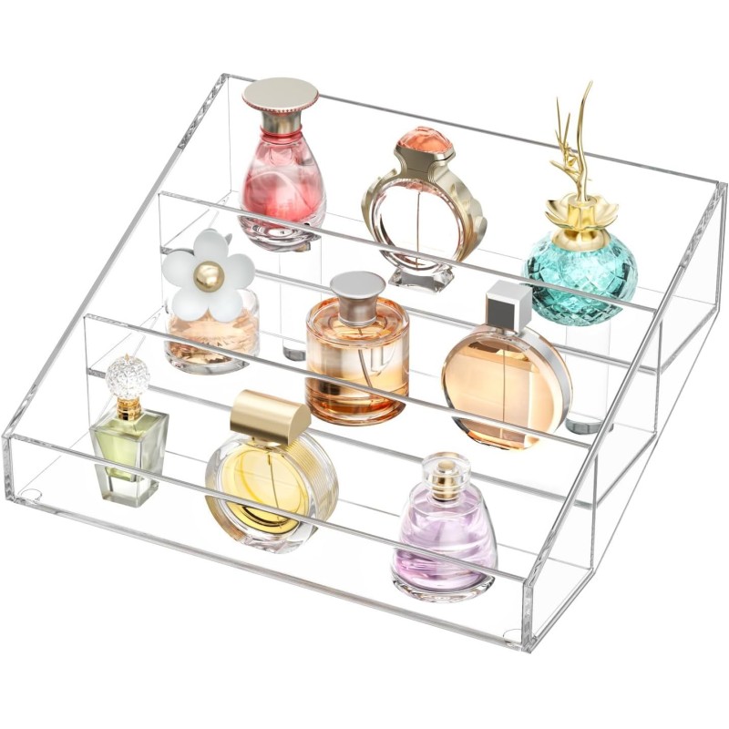 Wholesale Modern 3-Layer Transparent Skin Care Display Shelf 10-Inch Acrylic Perfume Storage Rack for Living Room Bedroom