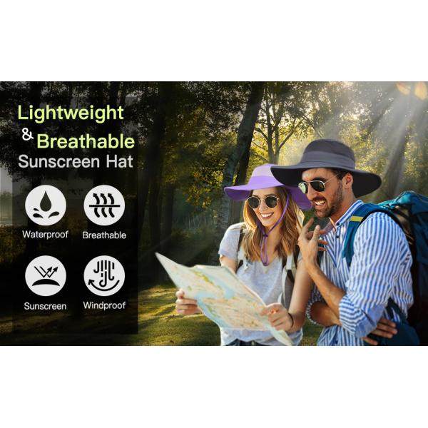 Fishing Hat for Men，Outdoor Sun Hat UPF50+ Mesh Wide Brim Fishing Hat with Neck Flap