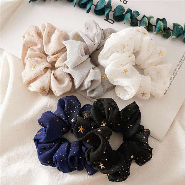Stars Chiffon large colon headdress Ins women girls sweet plate release circle Korea scrunchie wholesale