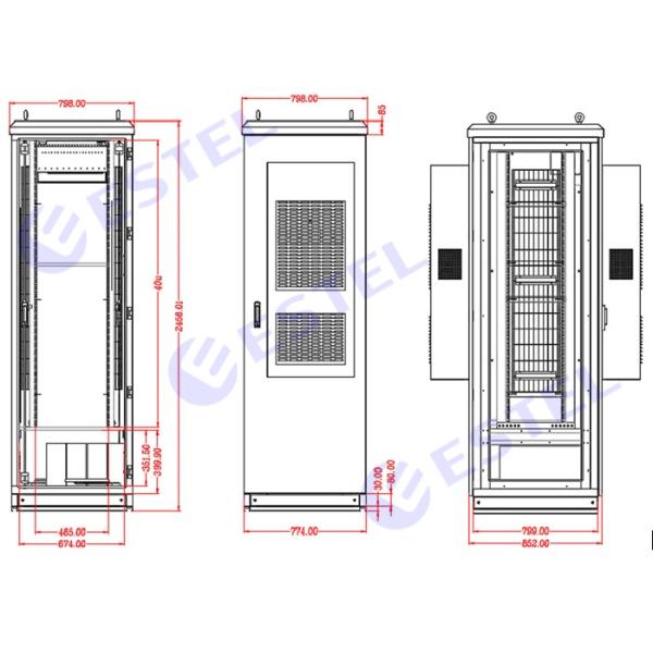 PDU блока шкафа IP55 1 телекоммуникаций алюминиевой двойной стены на открытом воздухе с доступом фронта задним