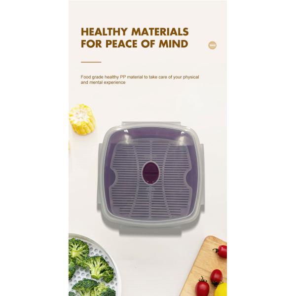 1-Tier Plastic Square Microwave Steamer for Vegetables and Rice Party-Friendly Design
