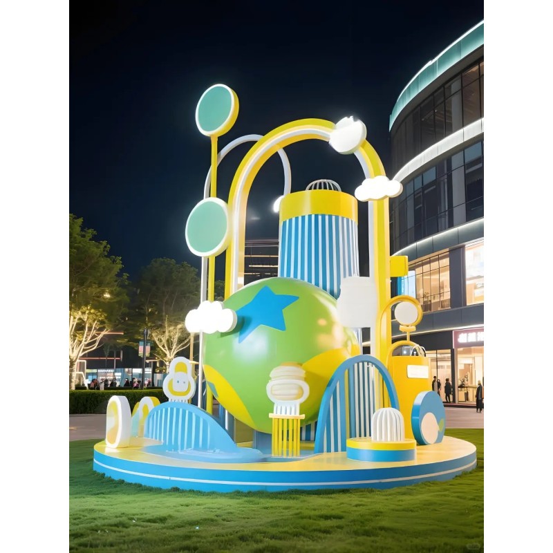 Whimsical Color-Clash Outdoor Art Installation - Playful Sculptures for Family-Friendly Real Estate & Commercial Spaces