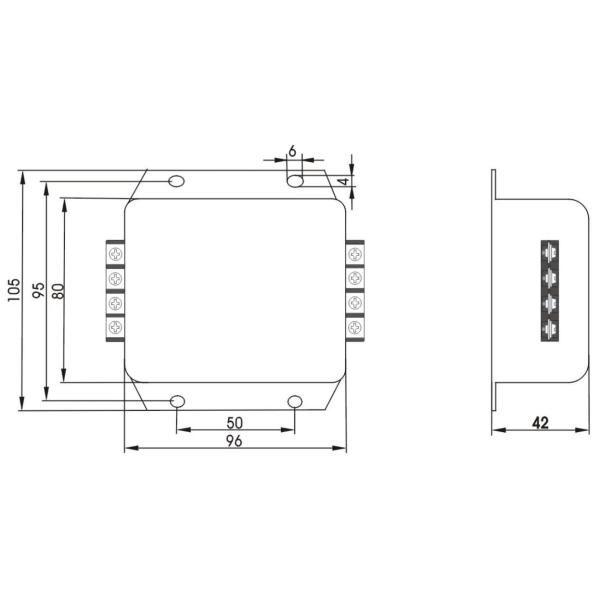 380V 440VAC 3-фазный EMI EMC фильтр DAC3-D 6A-30A CE ROHS