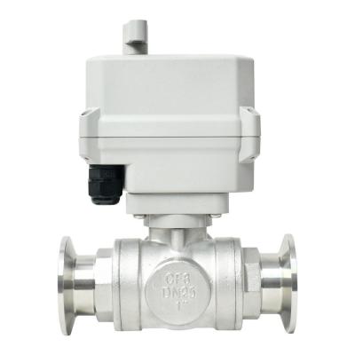 Etrany 3Way Tri-Clamp Stainless Steel Motorized Ball Valve, 2 Sec Fast Operation