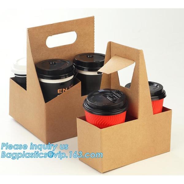 Eco Friendly Disposable Kraft Paper Take Out 2 Pack Coffee Cup Drink Carriers 2 Pack Paper Cup Holders bagease package