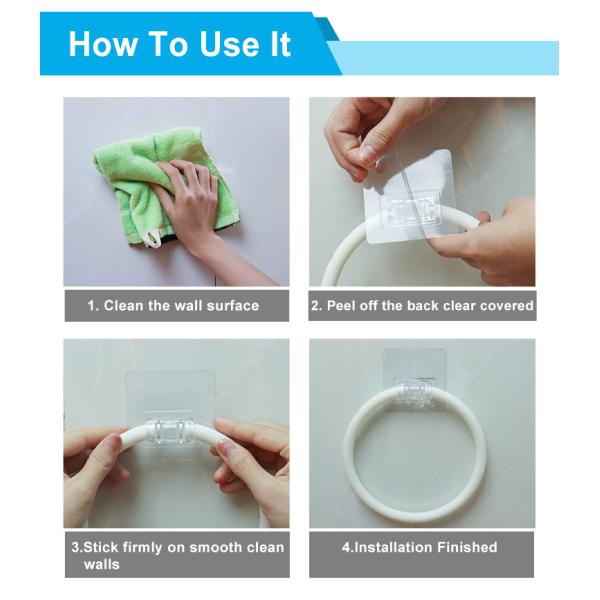 Держатель 5KG кольца полотенца ISO 9001 белый пластиковый повреждает свободный стикер PVC