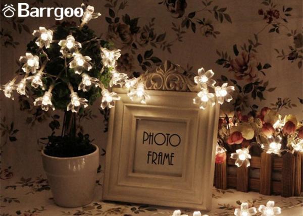 50LED Solar Powered Outdoor String Lights , Waterproof Solar Christmas Lights Cherry Floral Decoration