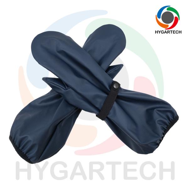 PU & Polyester Waterproof Windproof  Lined Blue Skiing Gloves For Winter Outdoor Adventures
