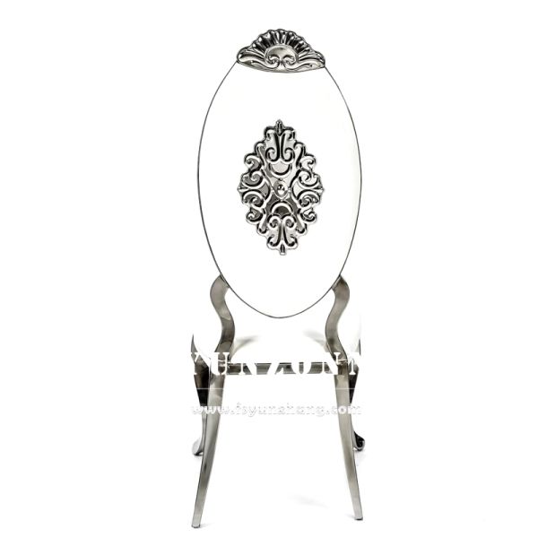 Modern Gold Stainless Steel Oval Back Chair with Leather for Dining Hall Hotel and Wedding Contemporary Style for Apartment