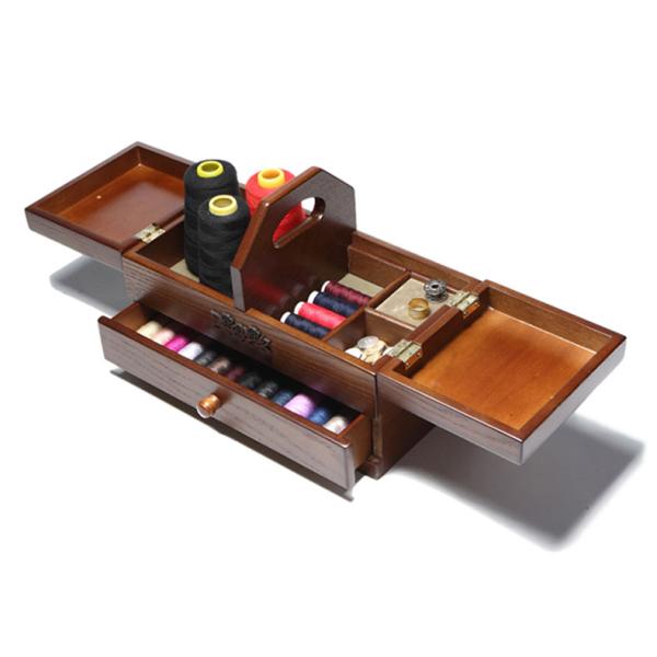 Custom Sewing Kit Set with Wooden Sewing Box Pine Wood Color Room Space Selection