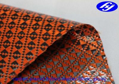 Híbrido lustroso de Kevlar do carbono da tela alaranjada do couro do poliuretano para equipamentos de esportes