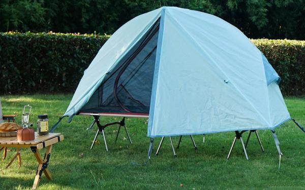 Cama de acampamento exterior 200X120X95CM da dobradura do berço das barracas de acampamento de Oxford do poliéster 210D azul