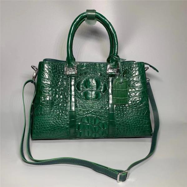 Exotic Alligator Skin Women's Working Purse Large Shoulder Bag Authentic True Crocodile Leather Lady Green Totes Handbag