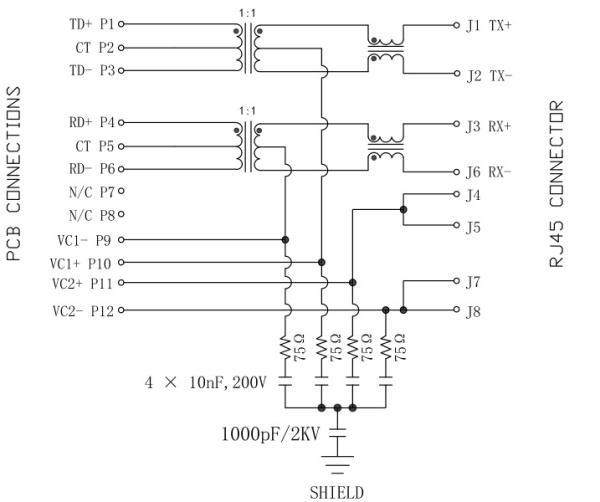 7498210003 SMT Ultra Low-Profile RJ45 Jack LPJ19960CNL With 10/100Mbps POE Ethernet
