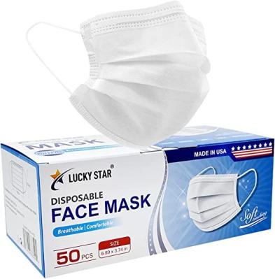 White Disposable 3ply Disposable Face Masks ASTM Level 2 13g