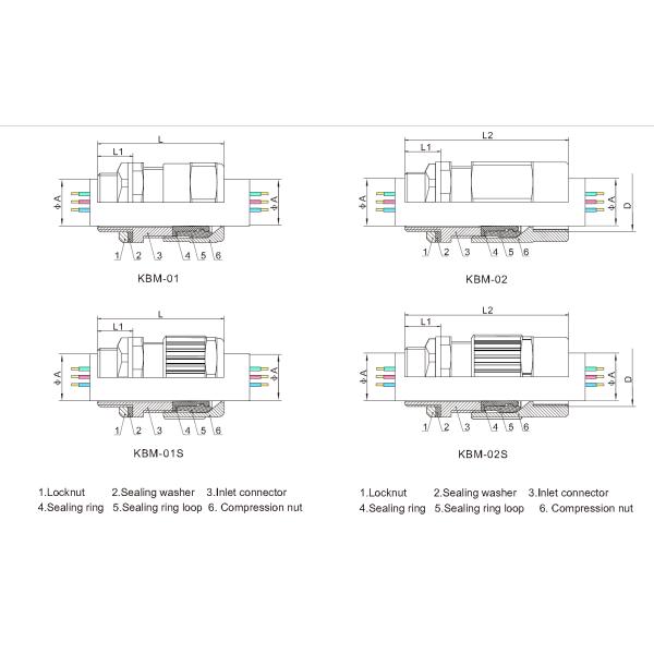 KBM 01 único selo à prova de explosões de 02 glândulas de cabo da série IP66 Unarmoured