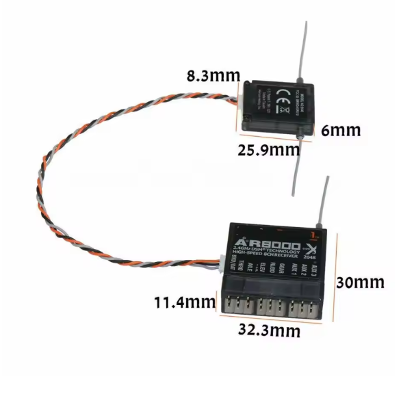 AR8000 2.4GHz 8CH Receiver Support DSM2 DSMX W/ Extended Satellite for JR Spektrum RC DX7s DX8 DX9 Dx18 Transmitter AR8000