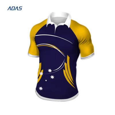 Sublimation Printing casual Rugby Team Wear Shirts Tops For Men Custom 100% Polyester