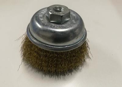 Fast Removal Paint Crimped Wire Cup Brush / Brass Wire Brush Wheel 75MM OD