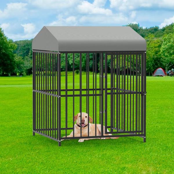Outdoor Dog Kennel Heavy Duty Metal Frame Fence Dog Cage Outside Pen Playpen Dog Run House with Roof