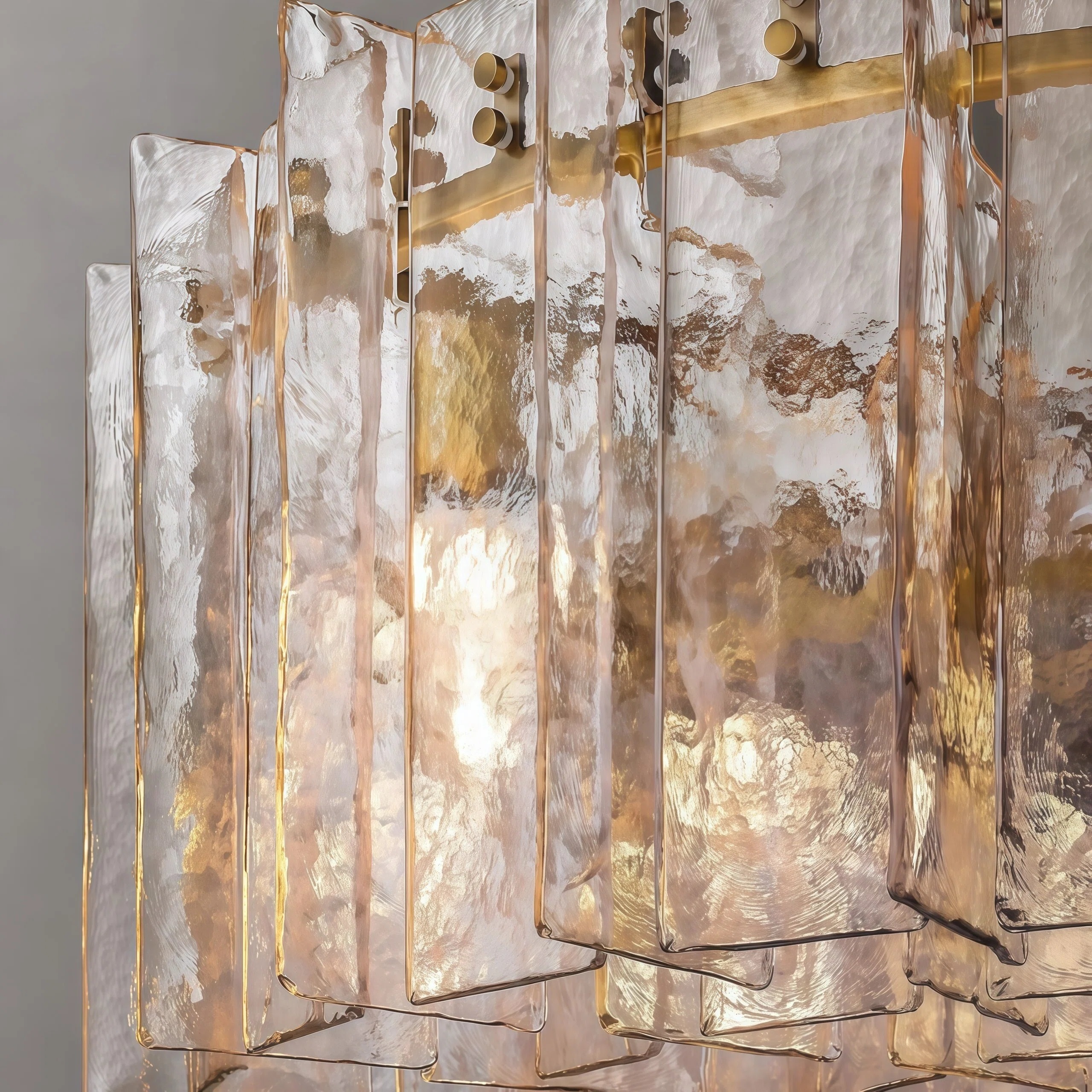 JYLIGHTING Tiered Smoke Glass & Iron Chandelier, 4-Tier Modern Statement Pendant Light for Living Room & Foyer