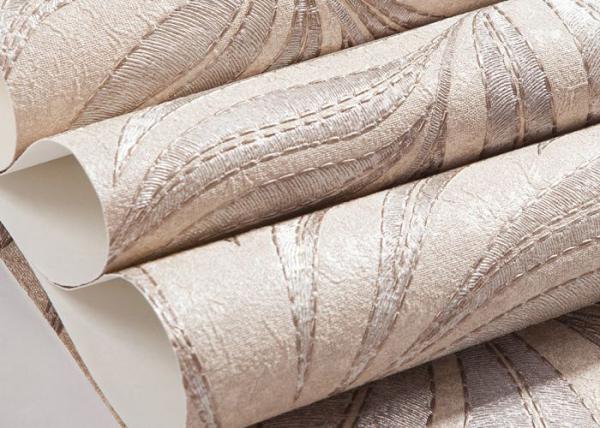 Eco - friendly Waterproof Embossed Leaf Wallpaper Embossed Vinyl Material