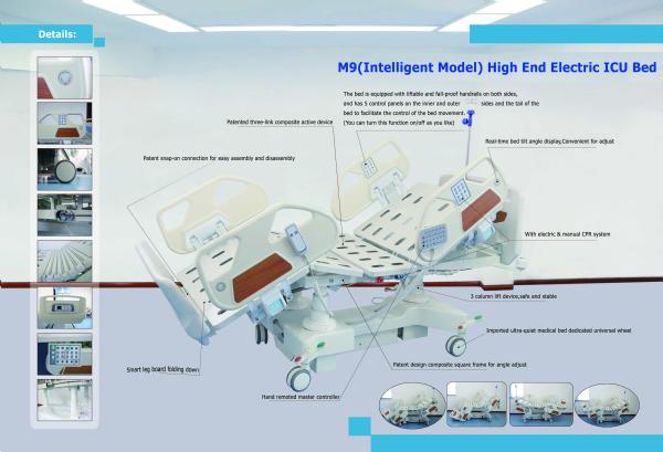 7 Function Hospital ICU Bed Adjustable 3 Column With Bed Lift