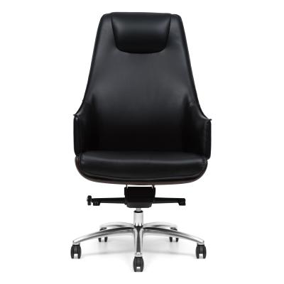 Aluminum Base High Back Leather Executive Chair Lock At 3 Positions