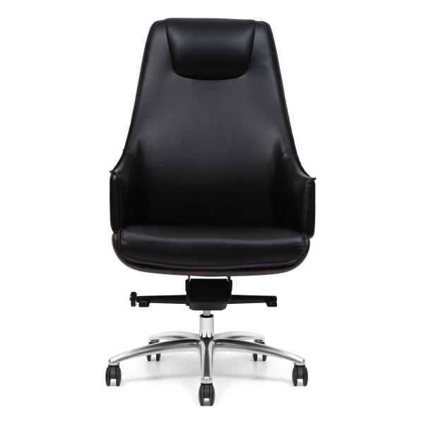 Aluminum Base High Back Leather Executive Chair Lock At 3 Positions