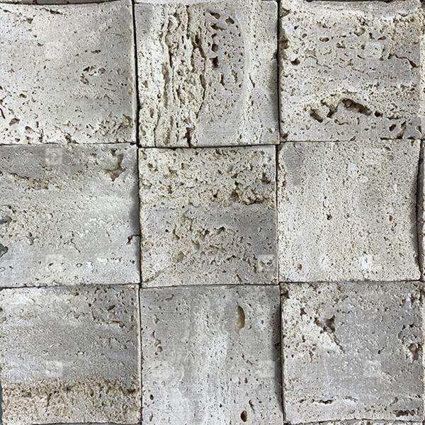 Естественный мрамор бежевый травертин Мозаичная плитка на полу Конкавный фон Плитка на стене