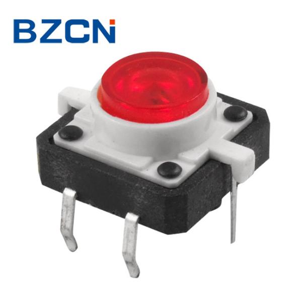 Red Button 12mm Tactile Switch , 6 Pin Momentary Push Switch With Light