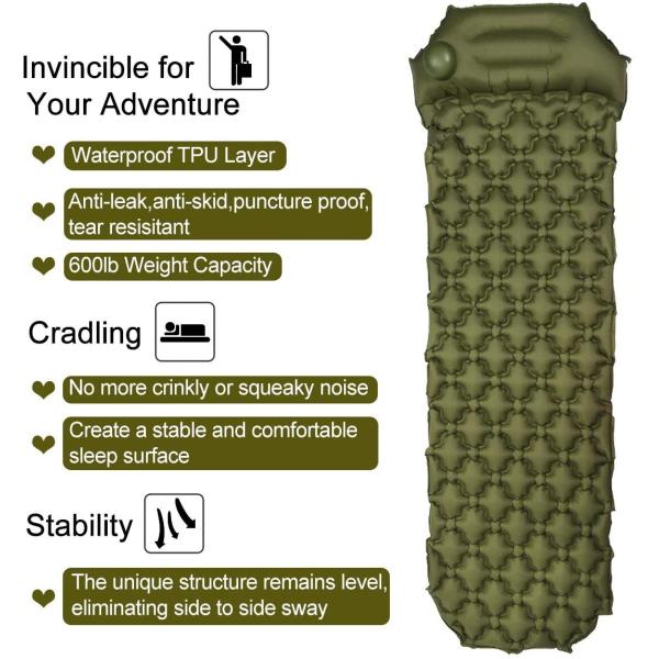 Upgraded Inflatable Camping Sleeping Mat With Built In Pump