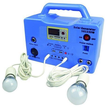 30W portable solar power system solar energy with radio , DC LED lighting with blue color africa market