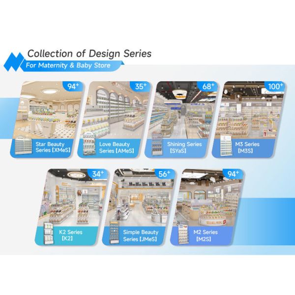 BBC013 Présentoir de magasin de marque - Cabinet de magasin peu encombrant - Présentoir de magasin pour bébé - Design de magasin
