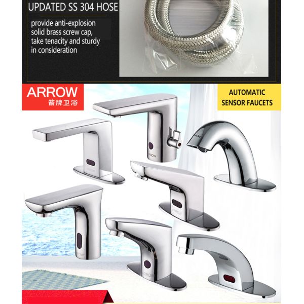 ARROW Brand Single Hole Mount Sensor Faucet with Ceramic Valve Core and Infrared Sense Technology
