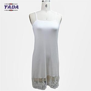 Fashion casual spaghetti strap girls lace slip mature women 100% cotton white