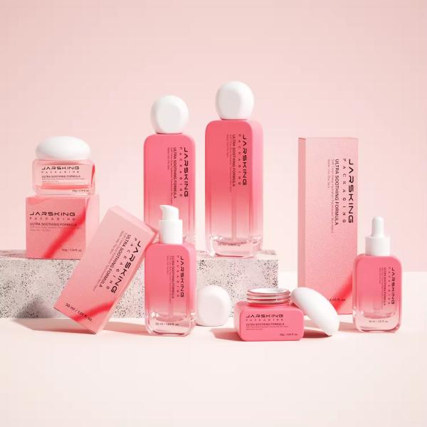 Pink Cosmetic Bottles And Jars Luxury Lotion Bottle Packaging Customized
