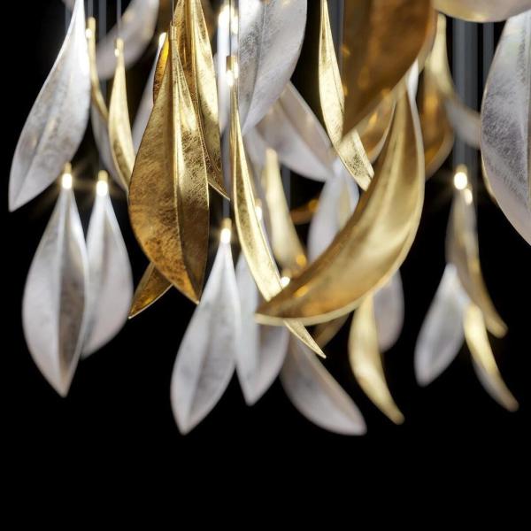 Metal Leaf Shaped Custom Lighting Hotel Lobby Main Chandelier Staircase Lights