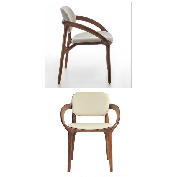 Office Building Solid Wood Dining Chair Highlighting Classic Designer Style and Genuine North American Black Walnut Wood