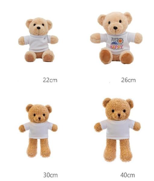 DIY Custom Stuffed Toy Sublimation Blank Teddy Bear Plush Toy With Printable White T Shirt