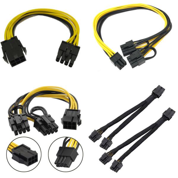 Fêmea da fonte de alimentação Pcie 6pin ao cabo masculino de Gpu da fonte de alimentação 8pin