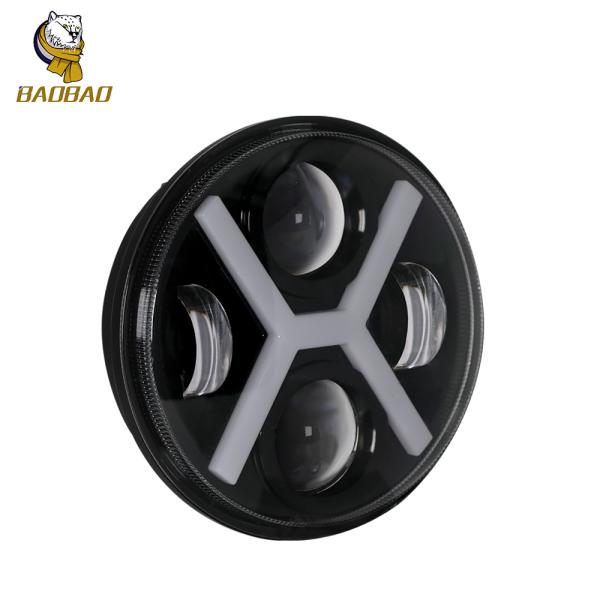 Harley 5.75 Inch White Yellow Circle Available LED Bike Fancy Headlight