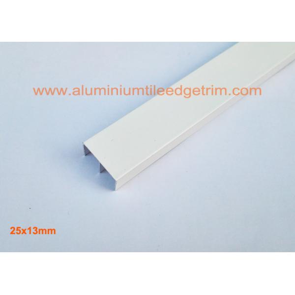 Powder Coating White Listello Tile Trim Both U Shaped Aluminium Profile 25mm X 13mm