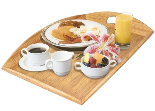 High Quality Bamboo Angular Sides Butler Serving Tray With Handles Bamboo Serving Platter