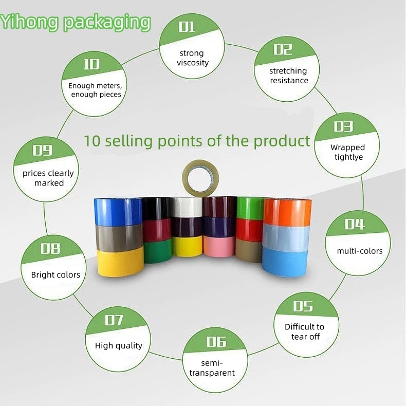 YIHONG China Manufacturer Bopp Acrylic Adhesive Colored Packing Tape